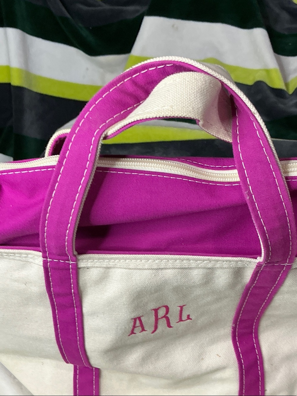 L.L. Bean Canvas Tote with Pink Trim - Picture 8 of 12
